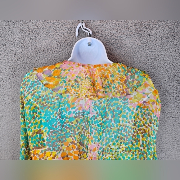Milly Womens Silk Pastel Confetti Blouson & Matching Tank Under Sz 10 V/Neck - Picture 8 of 15